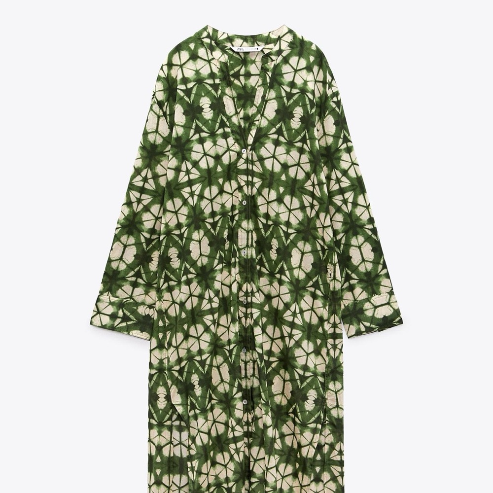 Zara Olive and Cream Patterned Dress